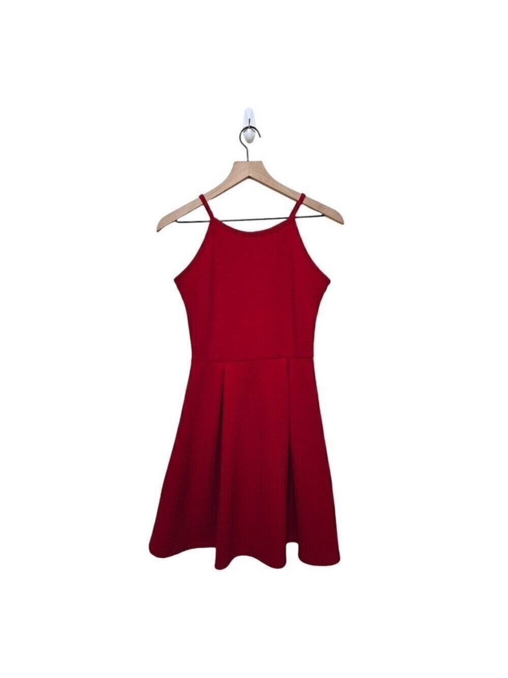 Olivia Rae Red Textured Spaghetti Strap Skater Mini Dress Sz M